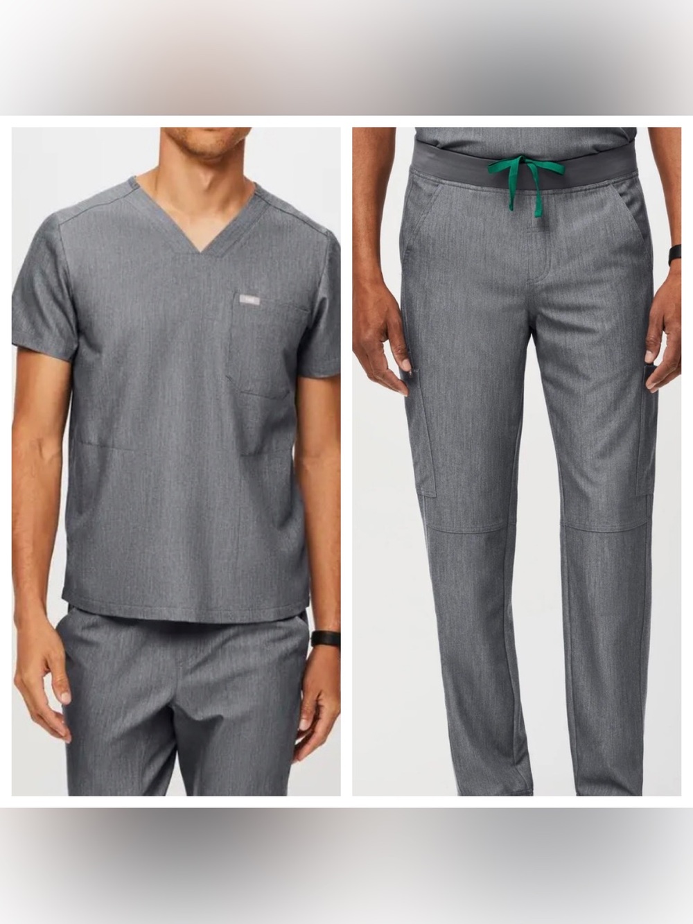 FIGS MENS SCRUB SET GRAPHITE AXIM cargo PANTS CHISEC 3 pocket top medium tall